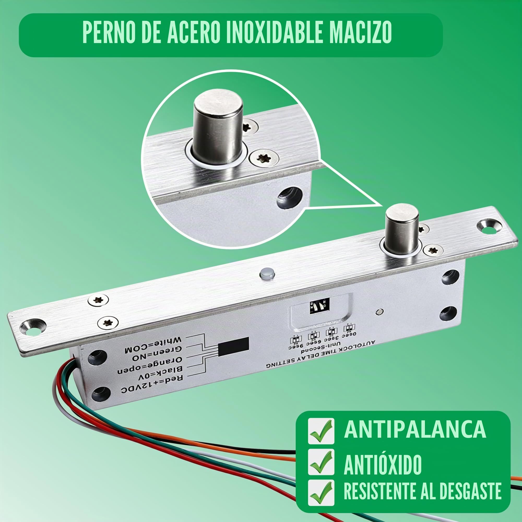 UHPPOTE Cerradura de Pestillo Eléctrico Modo Fail Secure 12V CC
