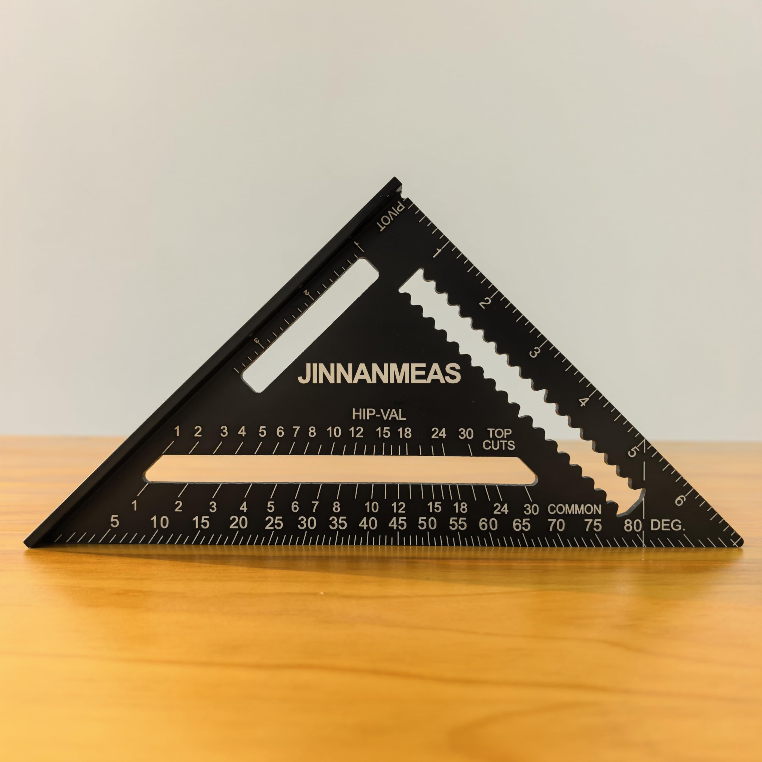 JINNANMEAS 7 Inch Aluminum Alloy Rafter Square, High-Precision Layout Tool with Laser Etched Graduations, Professional Triangle Ruler and Saw Guide for Framing, Woodworking and Roofing