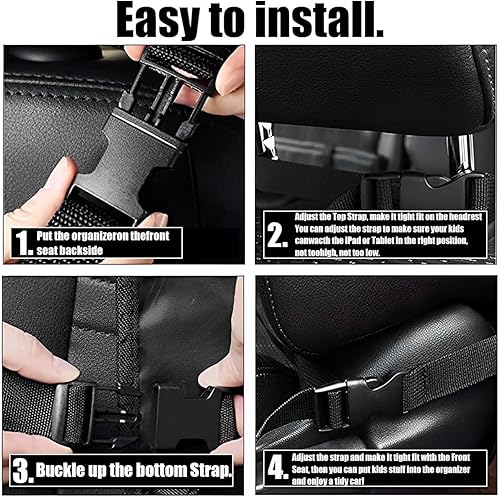 Miniatura 7 de AICEL Organizador de asiento trasero de automóvil, tapete de asiento trasero con 9 bolsillos de almacenamiento, protector de asiento impermeable