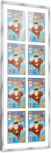 Miniatura 220 de Poster Palooza Marco de cómic con paspartú para 4 cómics de la era actual publicado después de 1985, marco de cómic negro para cómics de 6.875 x