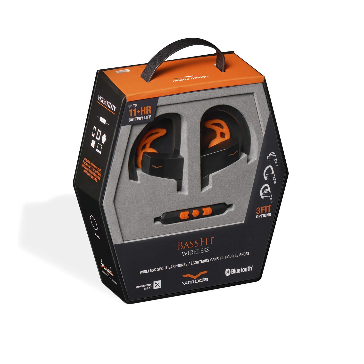 v moda bassfit in ear wireless sport headphones black