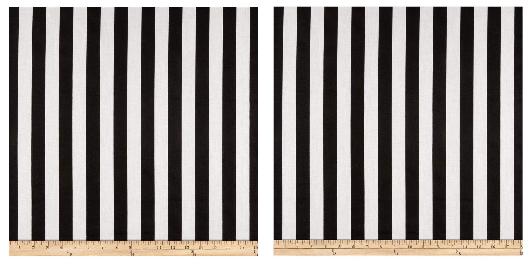 Richland Textiles 1 in. Stripe Black/White Fabric by The Yard (Two Pack)