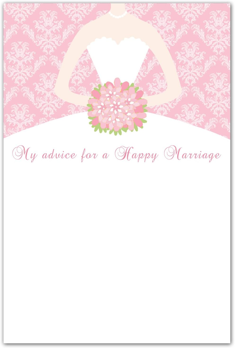 30 Bridal Shower Advice Cards Pink Damask Dress