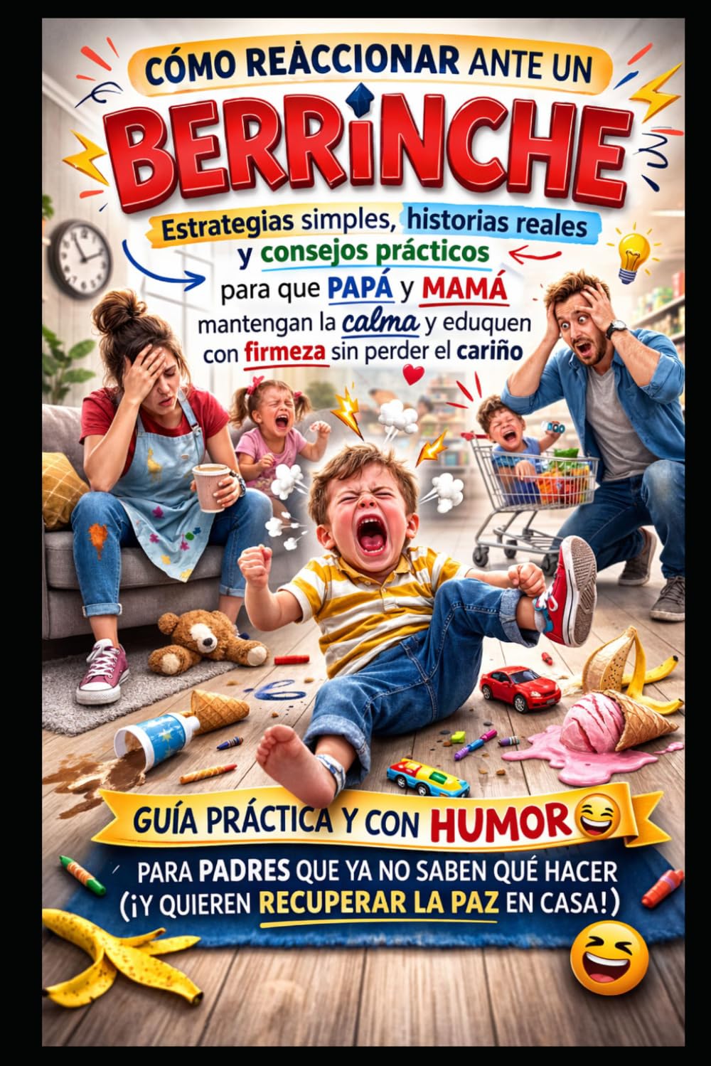 Cómo reaccionar ante un berrinche.: Estrategias simples, historias reales y consejos prácticos para que Papá y Mamá mantengan la calma y eduquen con firmeza sin perder el cariño.