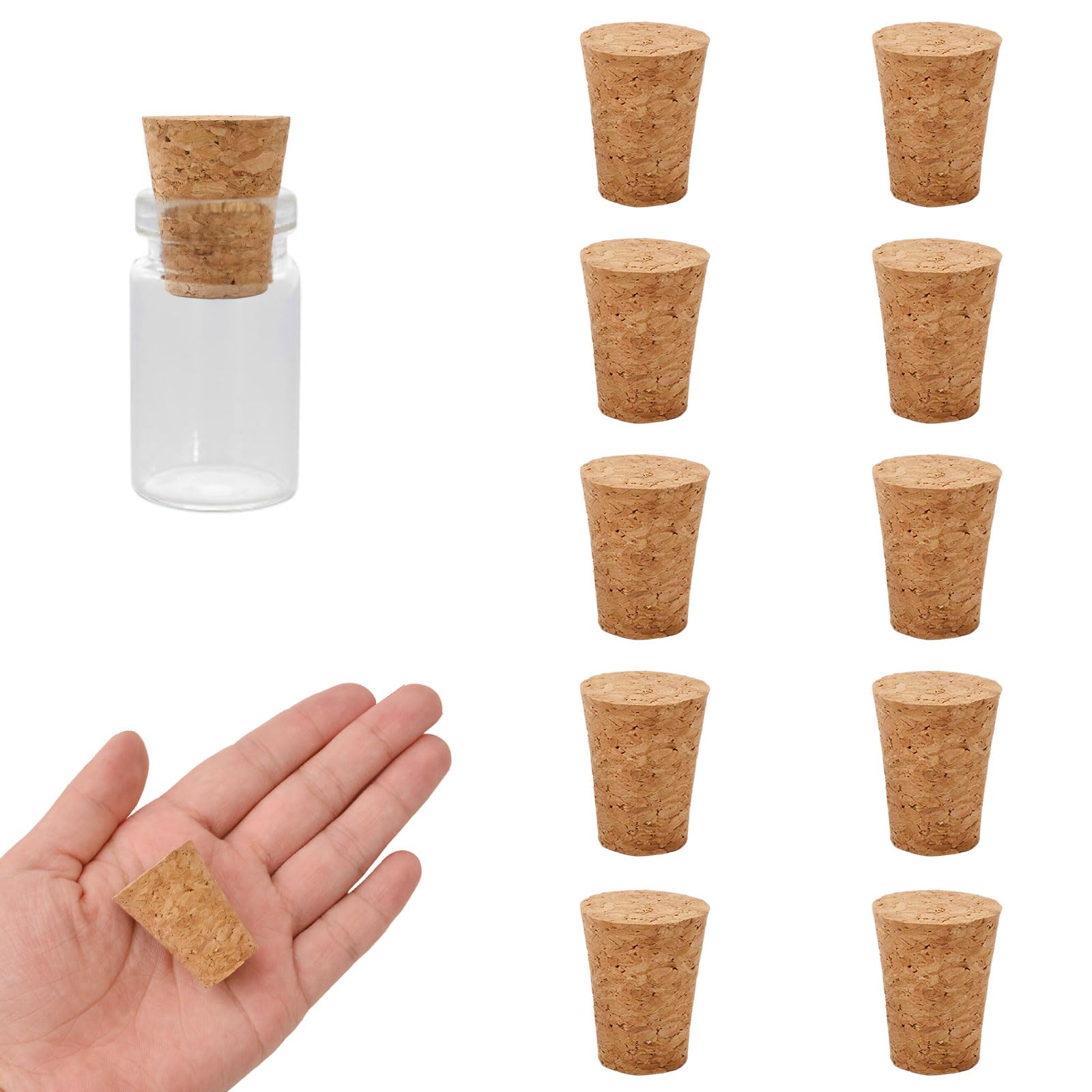 INCREWAY Corchos de madera blanda naturales, 20 piezas, tapones cónicos de corcho, tapones de vidrio grandes y pequeños para botellas de vino y cerveza — view 11
