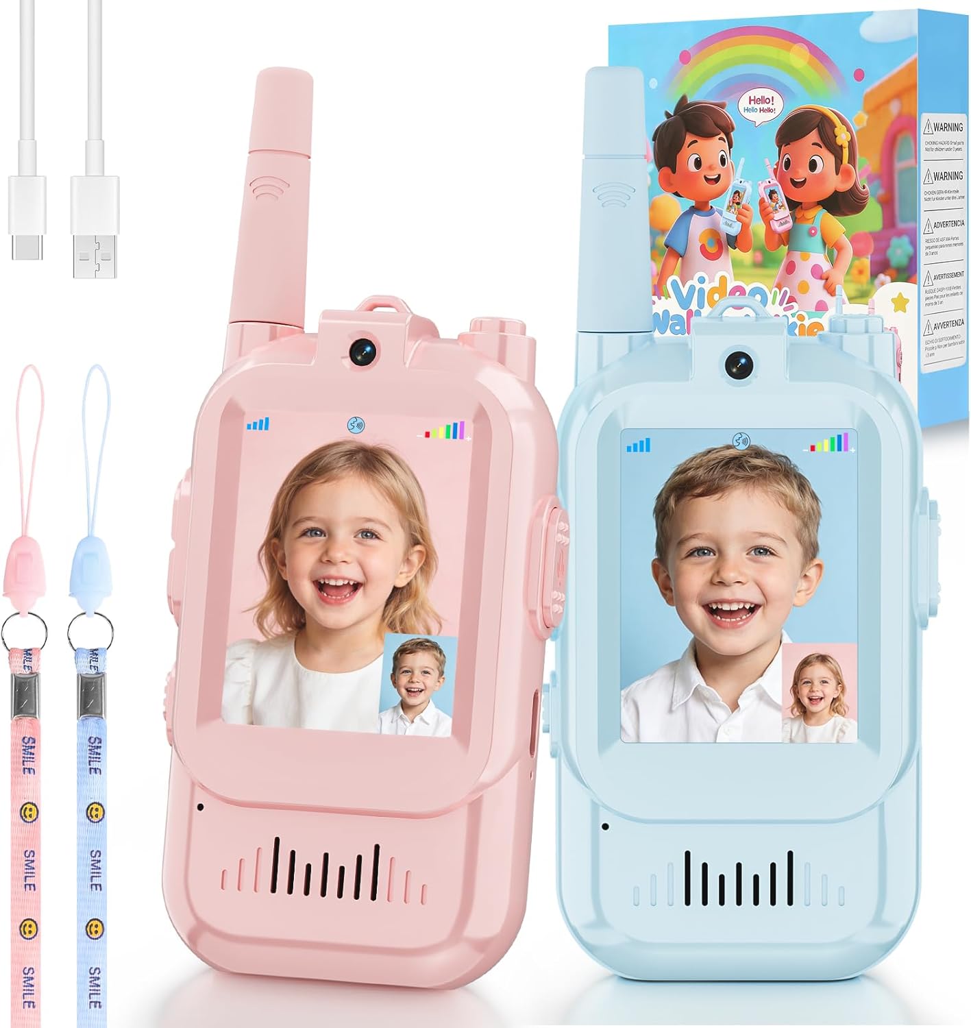 Video Walkie Talkies for Kids Toys,Handheld 2 Pack Rechargeable Video Intercom Kids Walkies Talkies, Indoor Outdoor Toys for Family Games,Outside,Camping,Travel – Birthday for Boys and Girls Ages 3-12