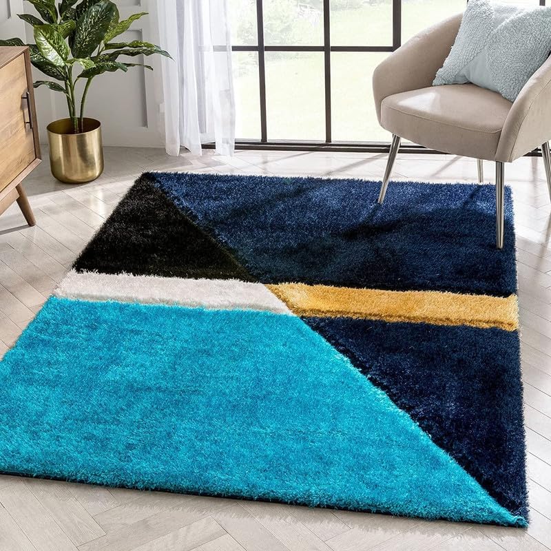 Image of TRANQUIL Polyester Fluffy Fur Rug Shaggy Modern Carpet for Living Room, Bedroom, Guest Room, Kids Room (6x9 Feet, Multi 03)