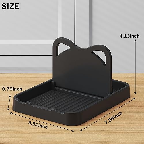 Miniatura 10 de H&W 2 cucharas con soporte para tapa, soporte plegable para cuchara para encimera de cocina, soporte para tapa de olla de gato para cucharas, tapas
