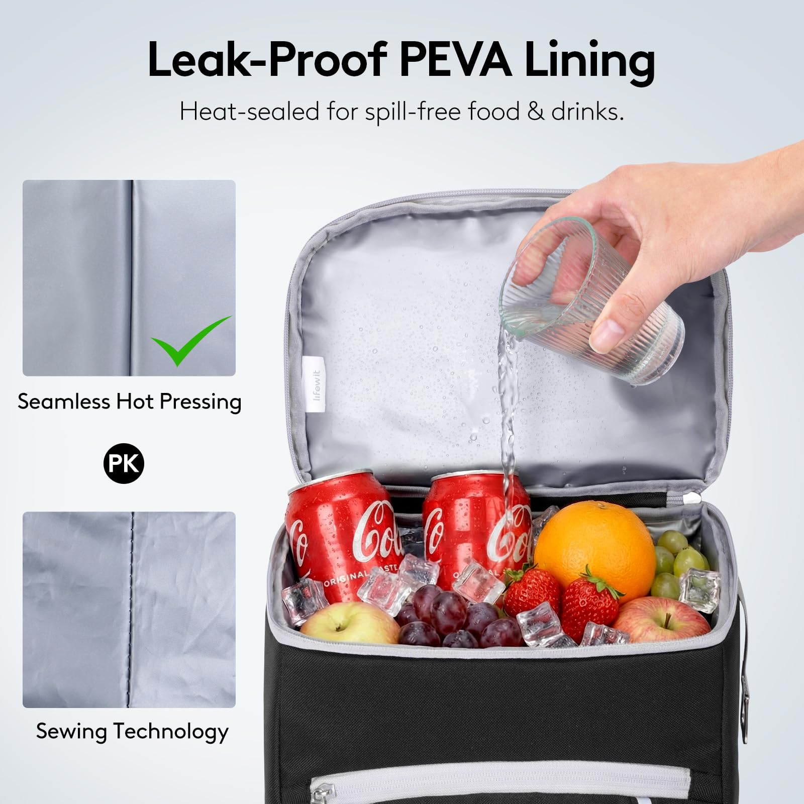 Lifewit Mochila Nevera 23L, Bolsa Termica Portatil, Impermeables Mochilas Termica Porta Alimentos pour Playa, Picnic, Camping, Viaje, Trabajo, Senderismo, Negro
