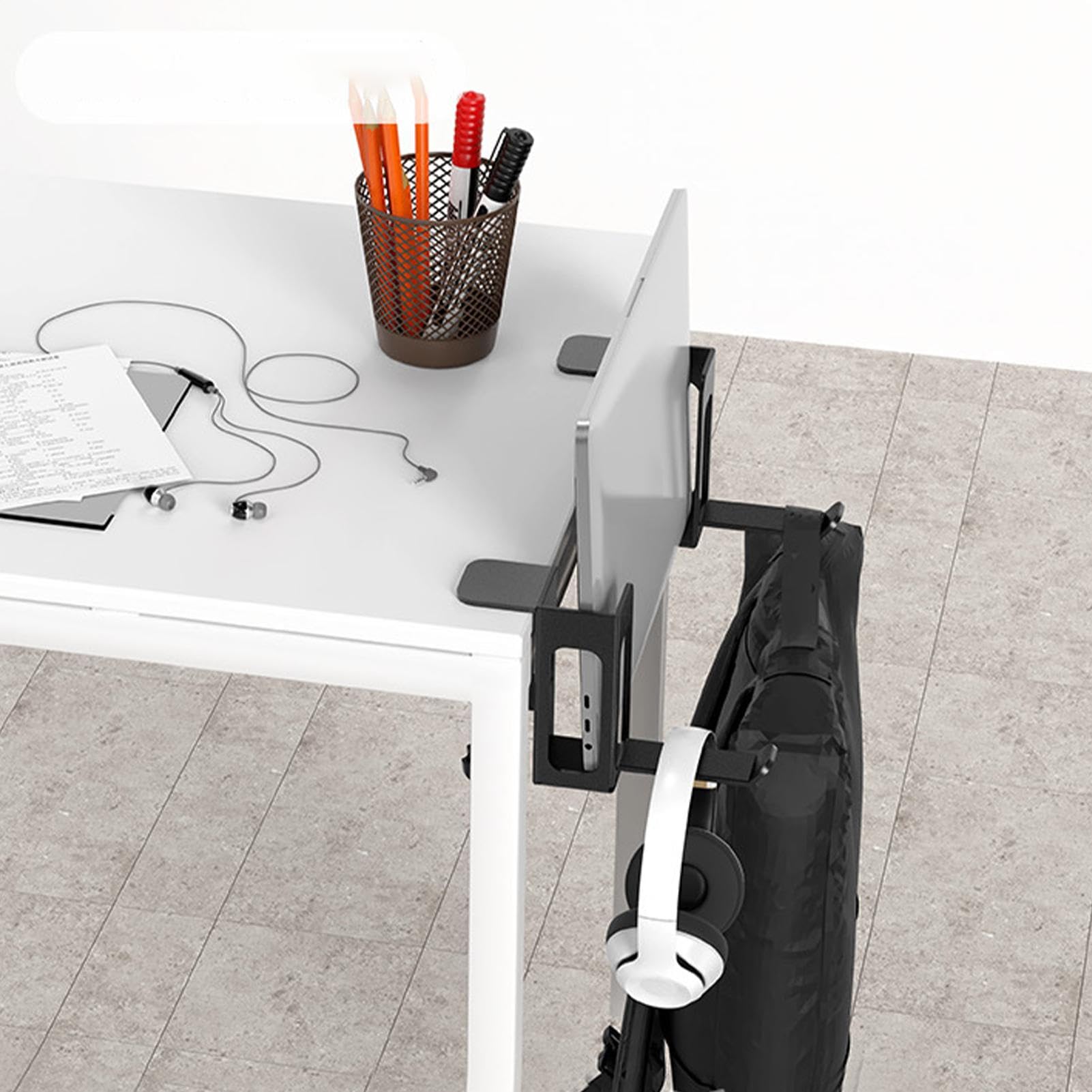 Support Mural Pour Ordinateur Portable En Métal - Réglable, Sans Perçage - Dimensions 25x20 Cm - Pour Bureaux Jusqu'à 5,6 Cm D'épaisseur