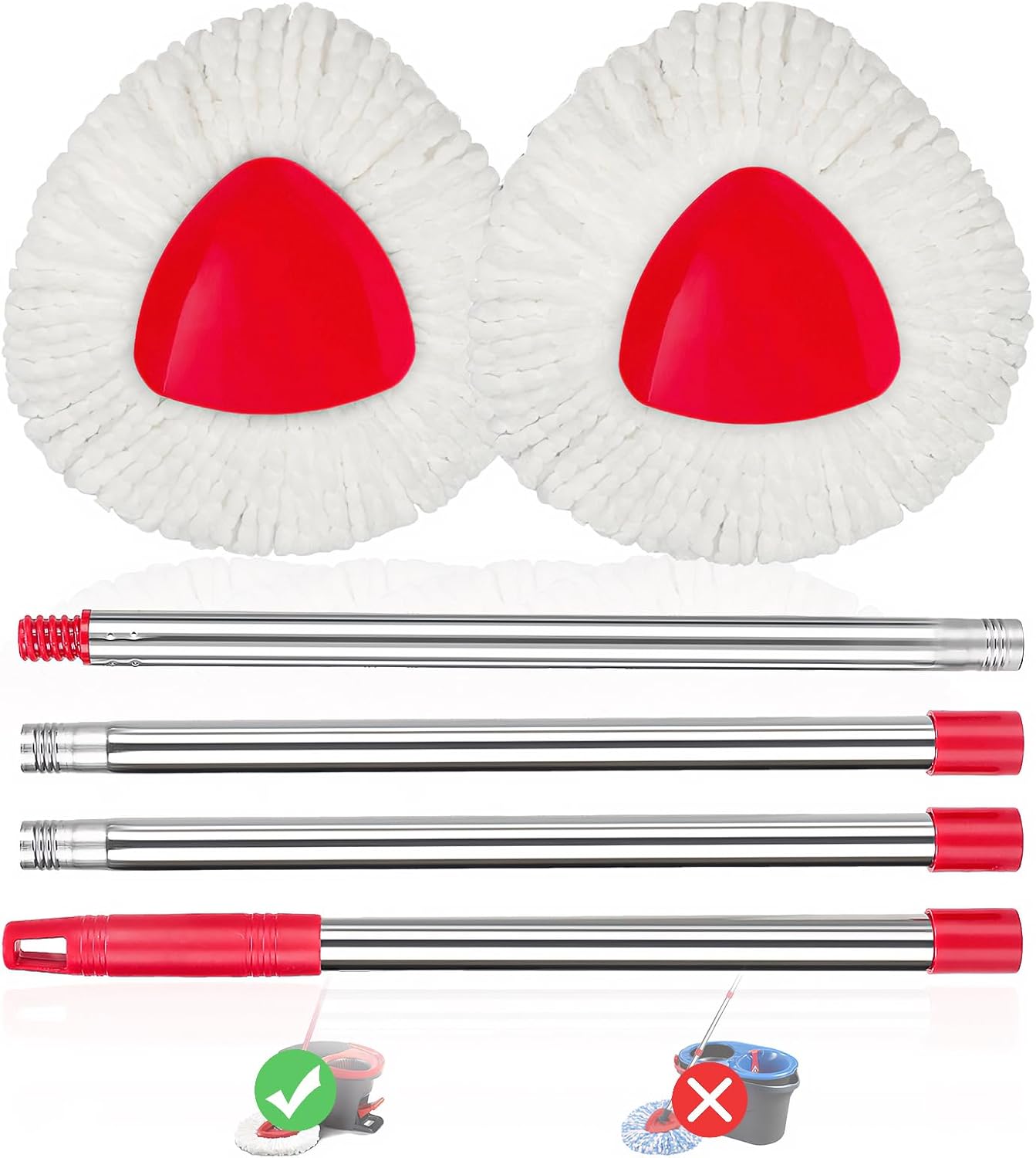 2 Pack Spin Mop Replacements Head Compatible for O ceda EasyWring 1 Tank System, Microfiber Mops Refills Hardwood Floor Cleaning, Base and 30-58in Handle Set Combo 2 Pack Spin Mop Replacements Head Compatible for O ceda EasyWring 1 Tank System, Microfiber Mops Refills Hardwood Floor Cleaning, Base and 30-58in Handle Set Combo