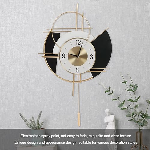 Miniatura 2 de Reloj de pared grande 167 x 209 pulgadas relojes de pared con péndulo retro europeo color negro y dorado reloj silencioso funciona con pilas reloj