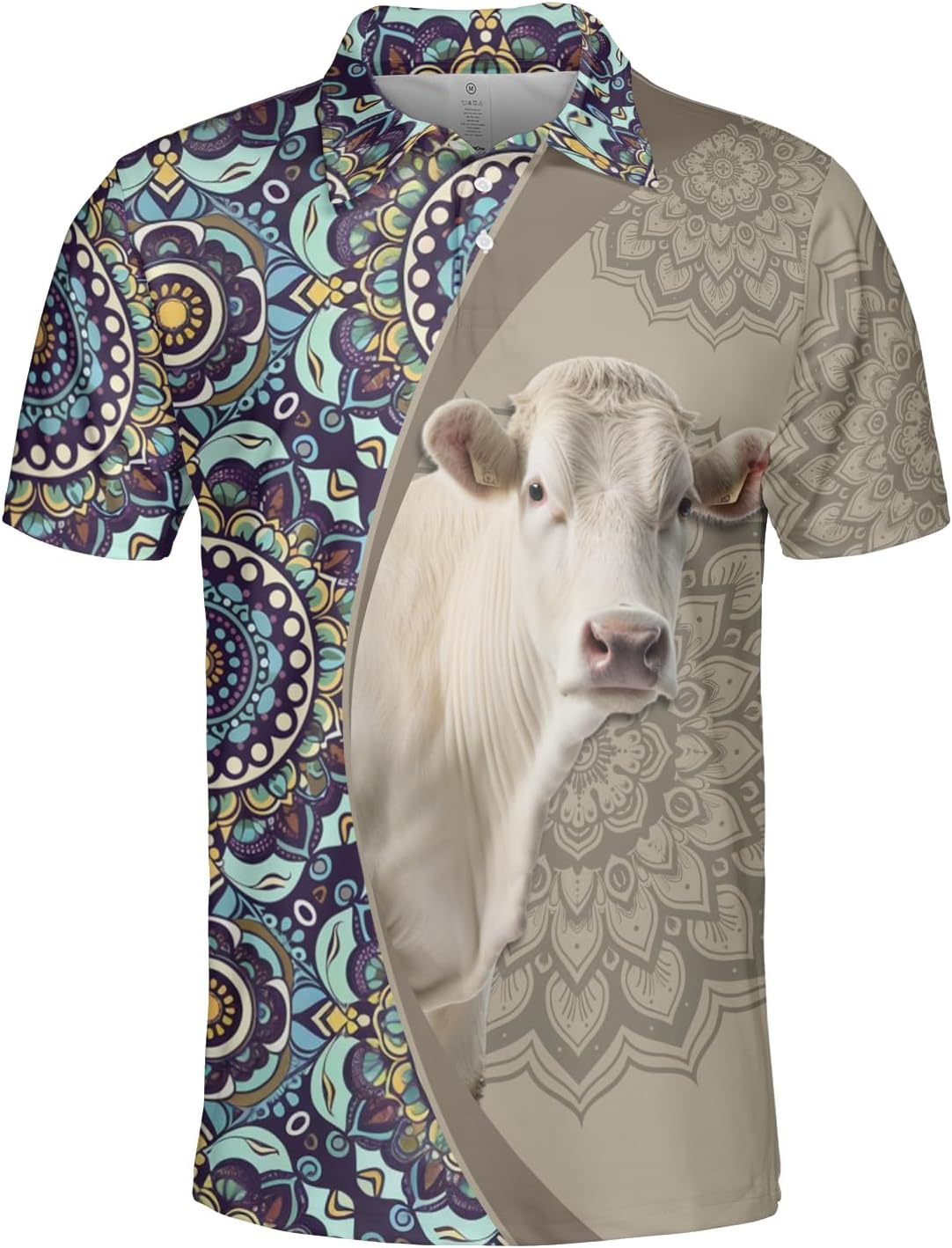Mandala Golf Shirt Men Funny Golf Polos for Men Dry Fit- Animal Golf Polo Shirts Hawaiian Polo Golf Outfits (MP_PL_35)