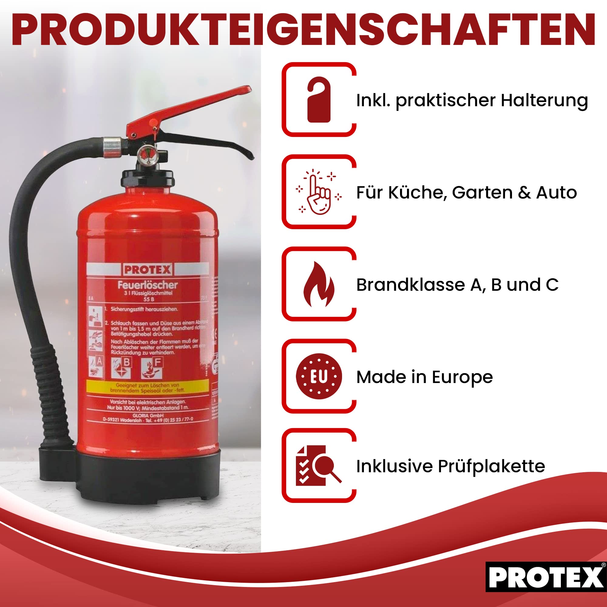Fettbrand-Feuerlöscher 3L FDA 3 fluorfrei inkl. Halterung u. Plakette