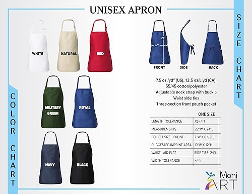 Miniatura 6 de Delantal personalizado con bolsillos, correa ajustable para el cuello, delantal de chef personalizado para hombres y mujeres, delantal de cocina