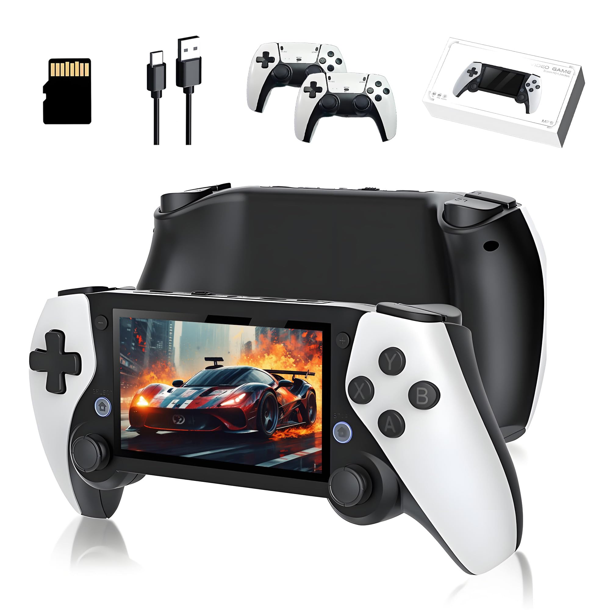 M25 Retro Video Gaming Console Set, Portable Handheld Game Console with Bulit-in 50000+ Retro Games 20+ Emulator, Support 30+ Language, with 2 Wireless Controllers, 4.3-inch LCD Screen, 480*272 (256G)
