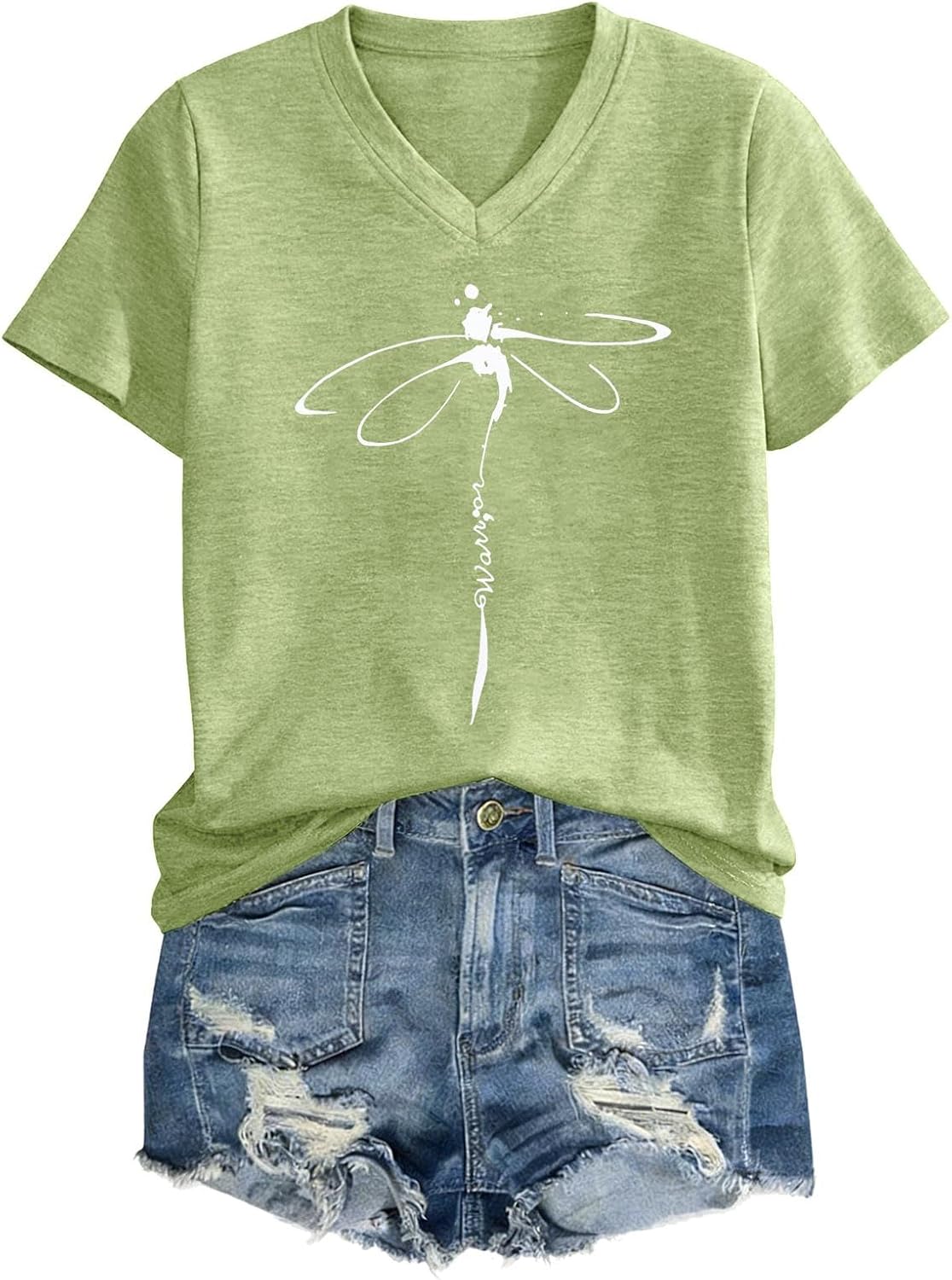 Women's T-Shirts V-Neck Boho Flowers Graphic Tees Summer Short Sleeve Tops