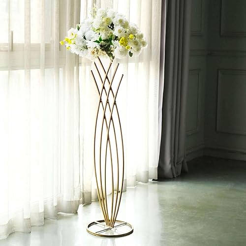 Miniatura 2 de Efavormart - Centro de mesa con marco de flores de metal dorado de 4 pies de alto, con cola de sirena, soporte de exhibición floral para boda