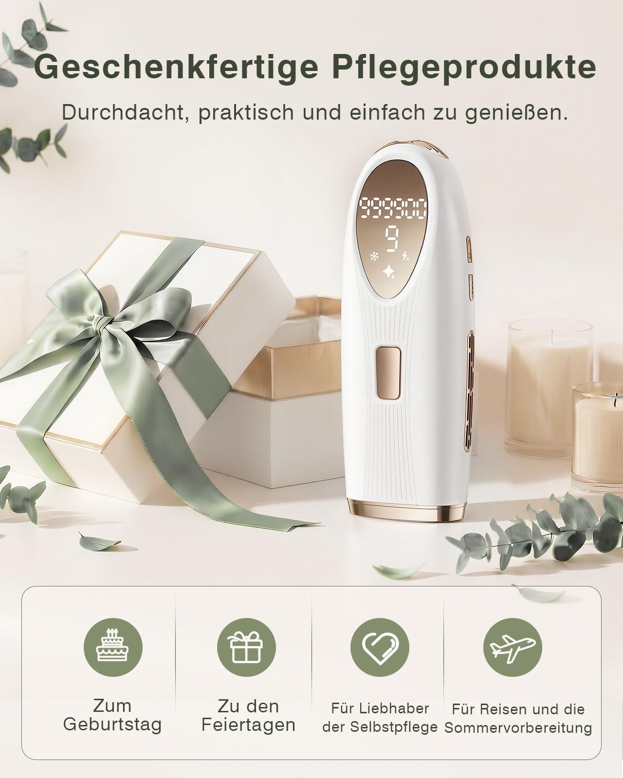 IPL Geräte Haarentfernung 5℃ Eiskühlkontakt Schmerzfreie Haarentfernungsgerät 86% Haarreduktion Körper Gesicht Bikini Achseln Beine
