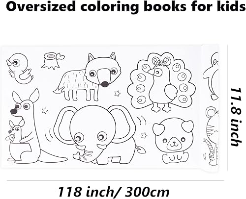 Miniatura 2 de 2 rollos de dibujo para niños, rollo de papel para colorear para niños, 118 x 11.8 pulgadas, papel de relleno de color de dibujo para niños, rollo