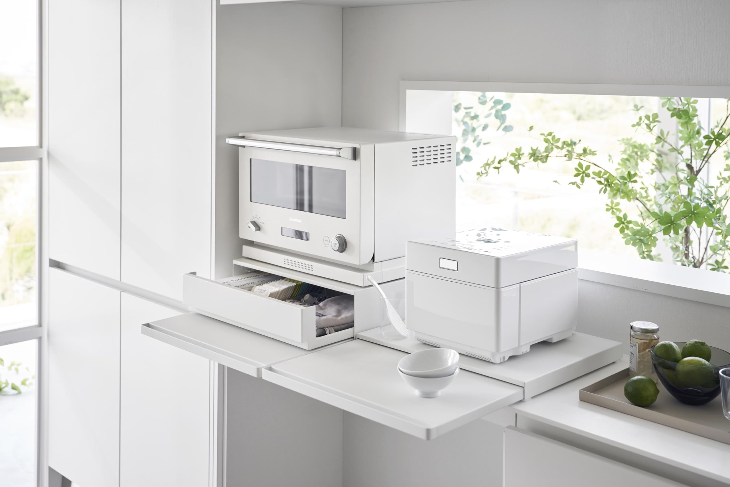 スライドテーブル ホワイト tower スライド棚付き 小物収納 楽天市場】[ ツーウェイ キッチン家電下引き出し&スライドテーブル