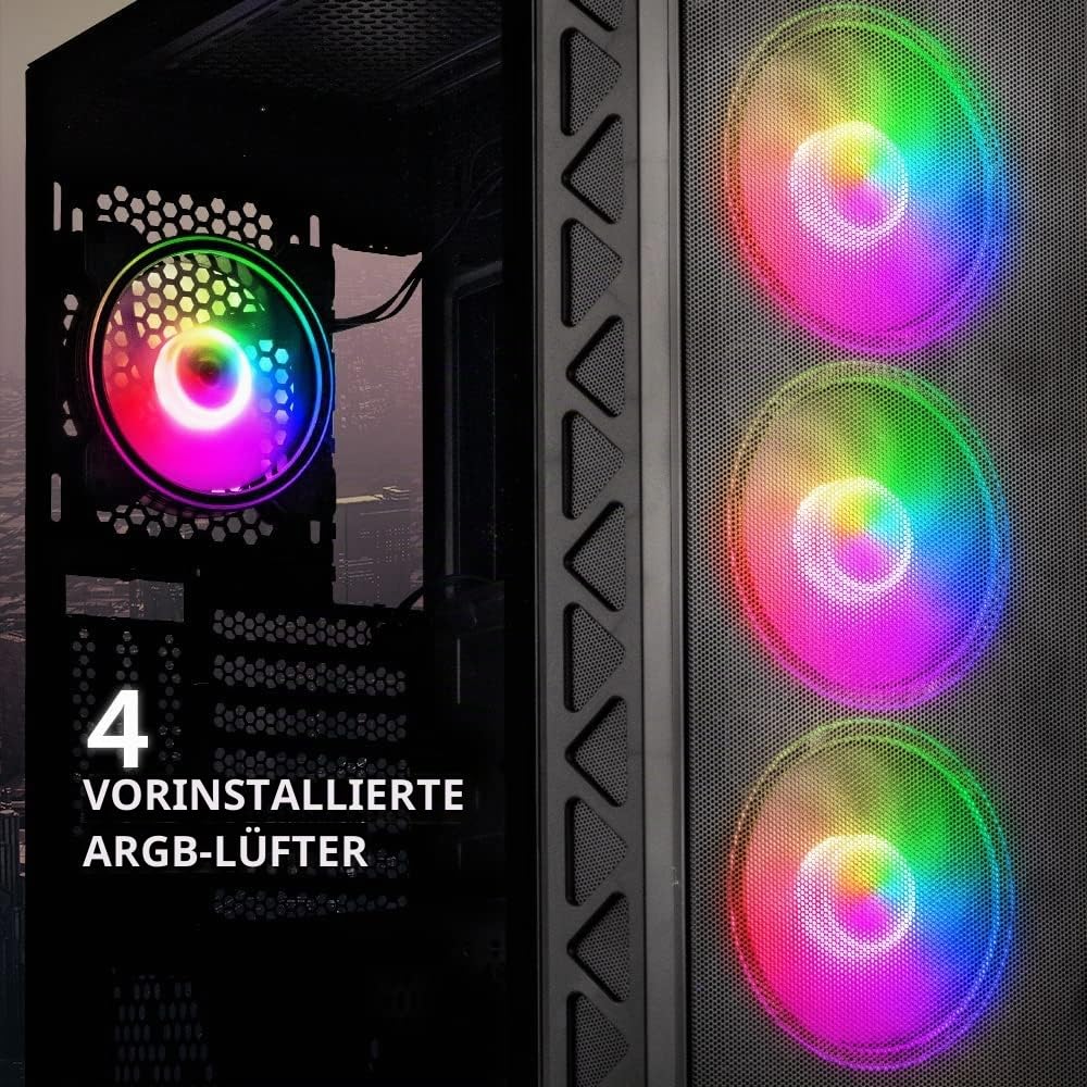 Kolink Citadel Mesh ARGB Midi-Tower PC Gehäuse E ATX Gehäuse RGB PC-Gehäuse, Tempered Glass Computergehäuse für PC, Midi Tower, PC Hülle mit Lüfter, Computer Gehäuse…