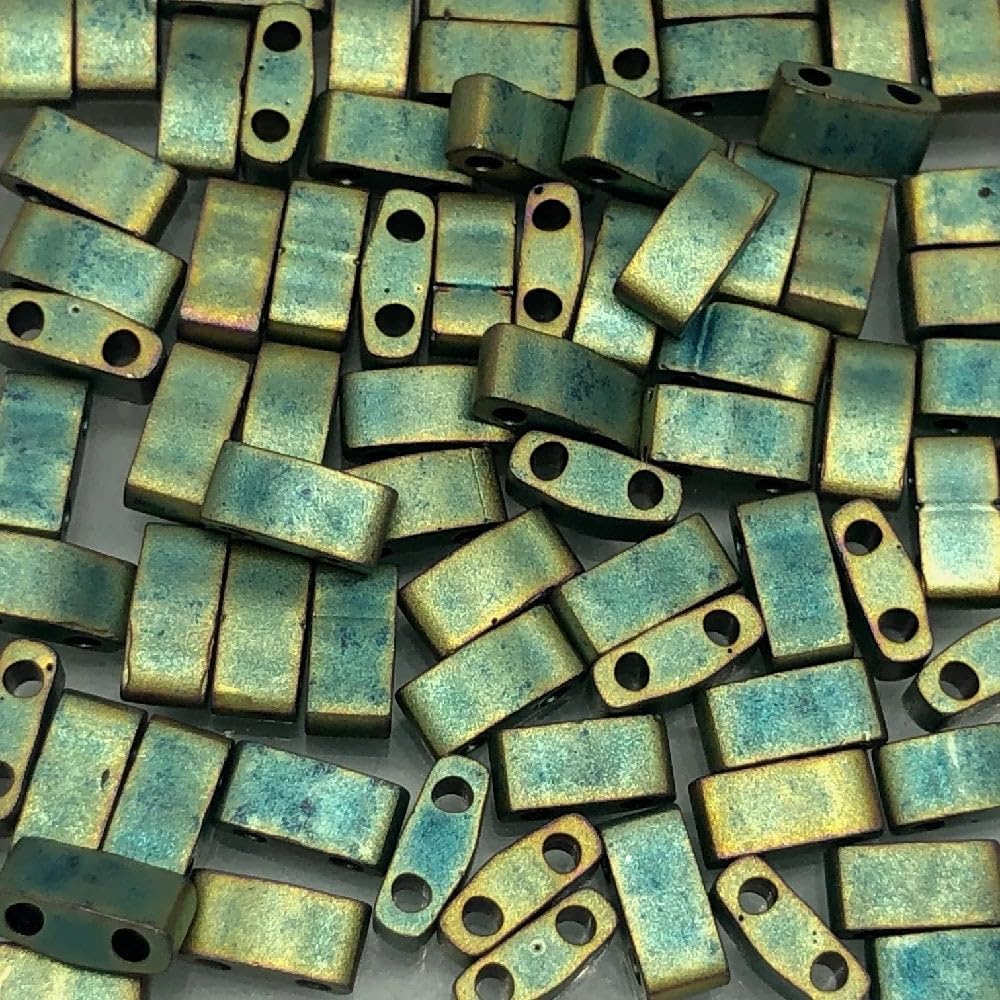 Half Tila 5 x 2.3 mm Miyuki 2-Hole Beads, Silk Pale Blue (HTL2562), Glass, Japan (5 Grams)