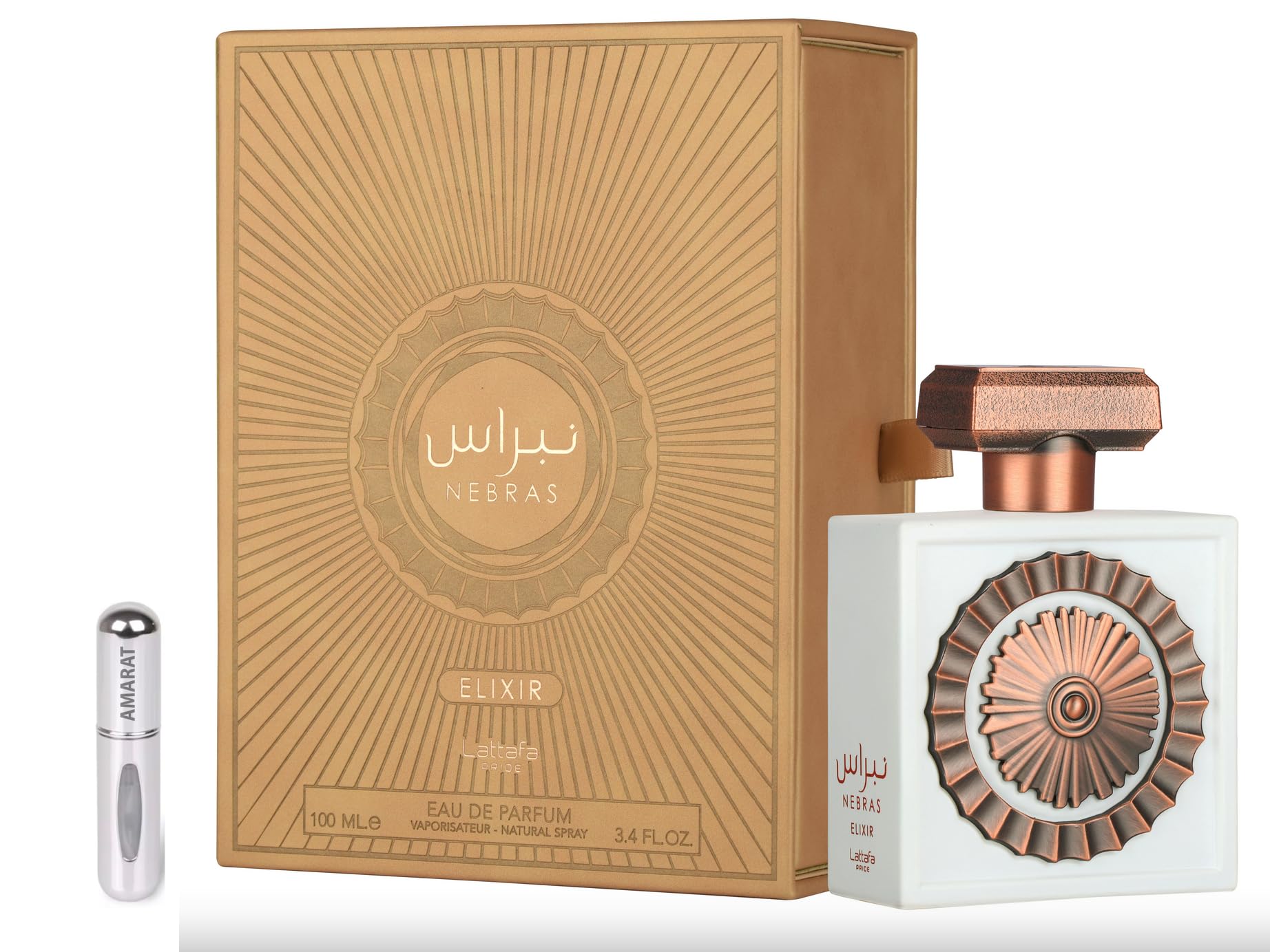 Lattafa Nebras Elixir Eau de Parfum 100ml, Perfume Árabe Unisex de Larga Duración, Incluye Atomizador, Fragancia Candy Leche Crema Vainilla Almizcle, Perfume Dulce, Cremoso y Sensual (Nebras Elixir)