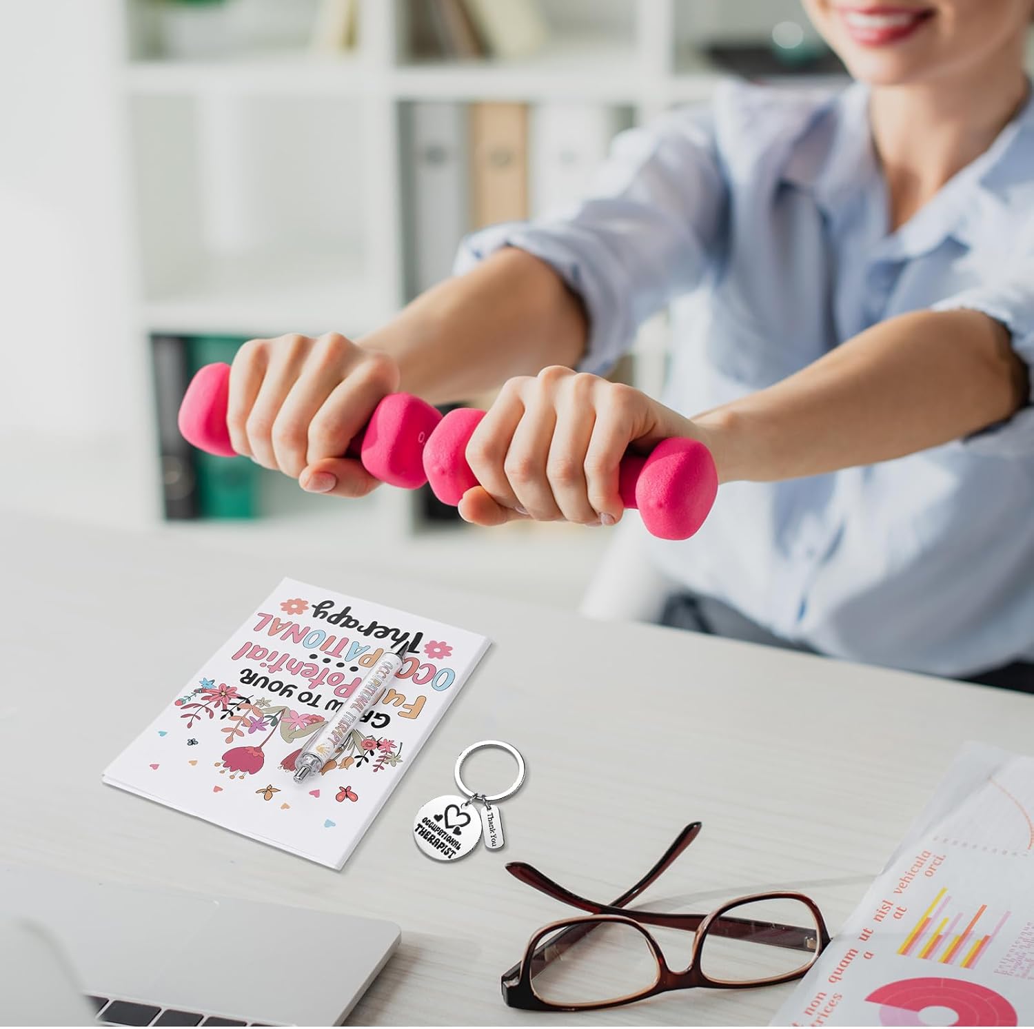 Sieral 8 Pcs Occupational Therapy Gifts Include 16 oz Tumbler with Lid Socks Notebook Pen Badge Reel Keychain Greeting Card Box OT Gifts for Occupational Therapist Assistant Women Xmas Birthday - Image 6