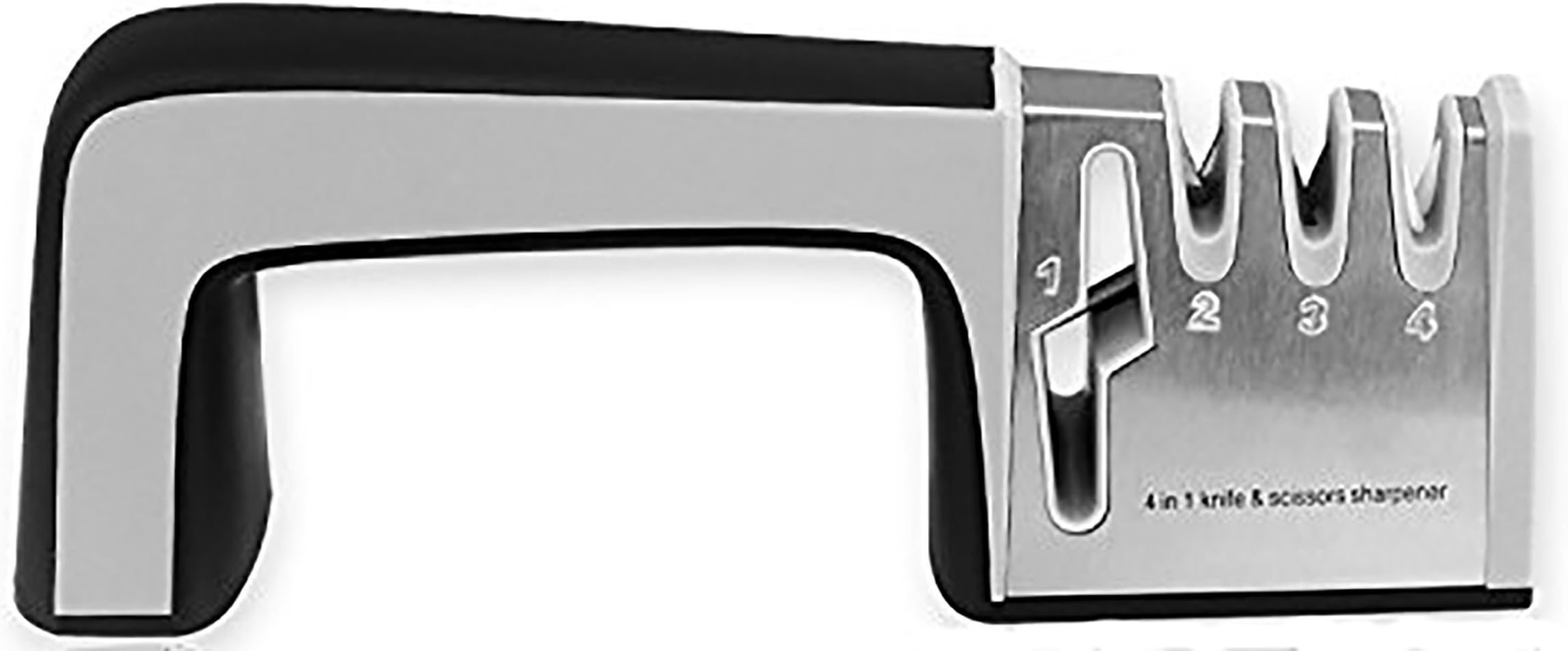 Suregem Knife Sharpener Professional 4 in1 Stages For All Kitchen Knives and Scissor Sizes Stainless Steel Silver and Black For Both Left and Right Hand Users