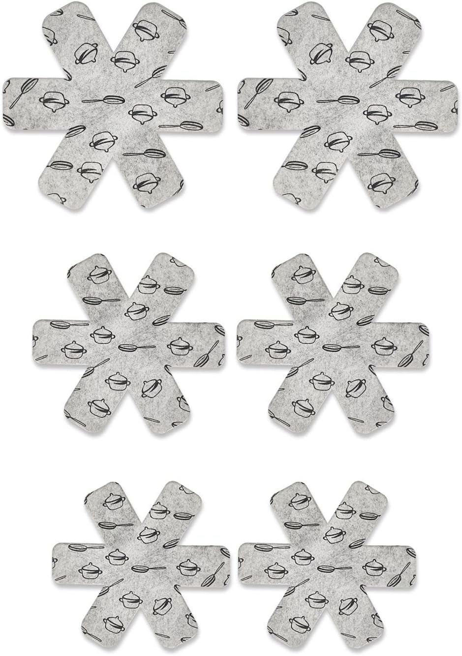 6-Piece Grey Pot Protector, Pot Separator Pads Larger and Thicker For Separating Pots in Kitchen Cupboards to Avoid Scratching or Damage When Stacking (Grey)