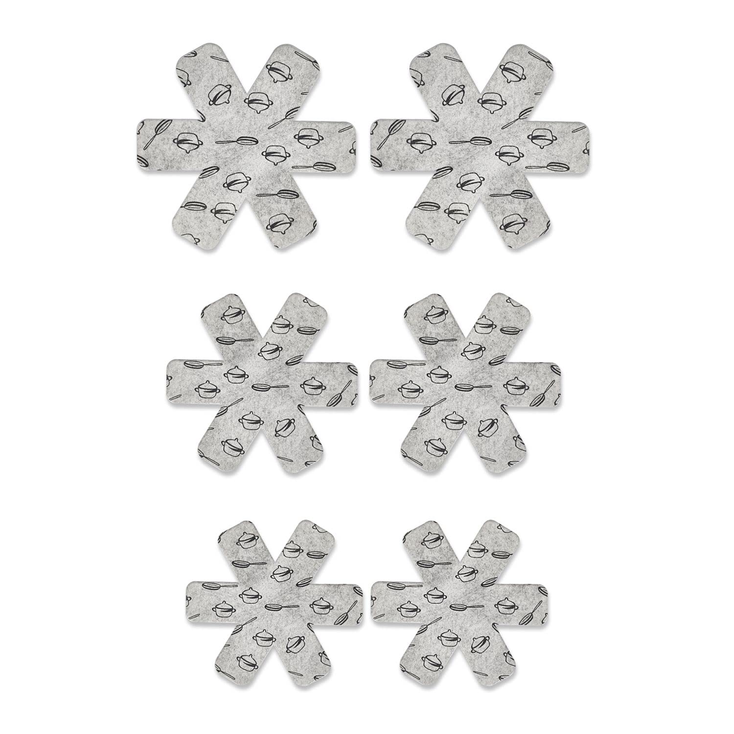 CQQNIU 6-Piece Grey Pot Protector, Pot Separator Pads Larger and Thicker For Separating Pots in Kitchen Cupboards to Avoid Scratching or Damage When Stacking (Grey)