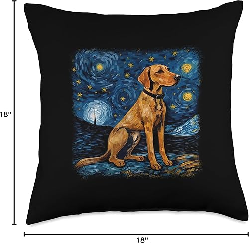 Miniatura 6 de Dog in Starry Night Van Gogh Redbone Coonhound - Almohada de 16 x 16 pulgadas, multicolor