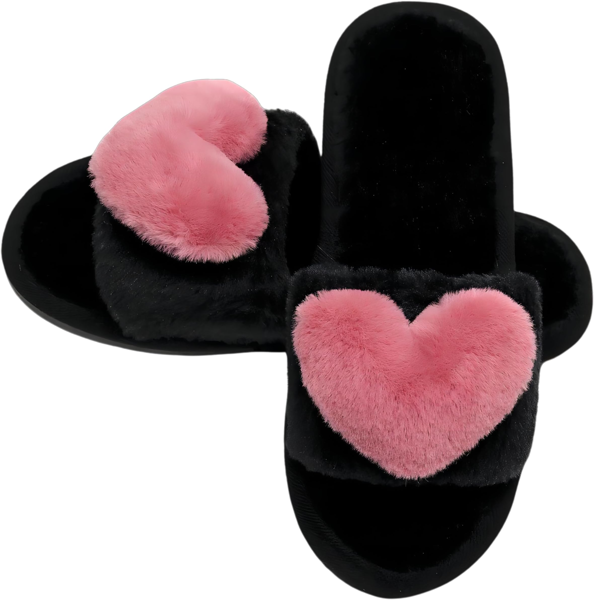 Women's LOVE Slippers Fuzzy Fluffy Memory Foam House Shoes Open Toe Indoor and Outdoor