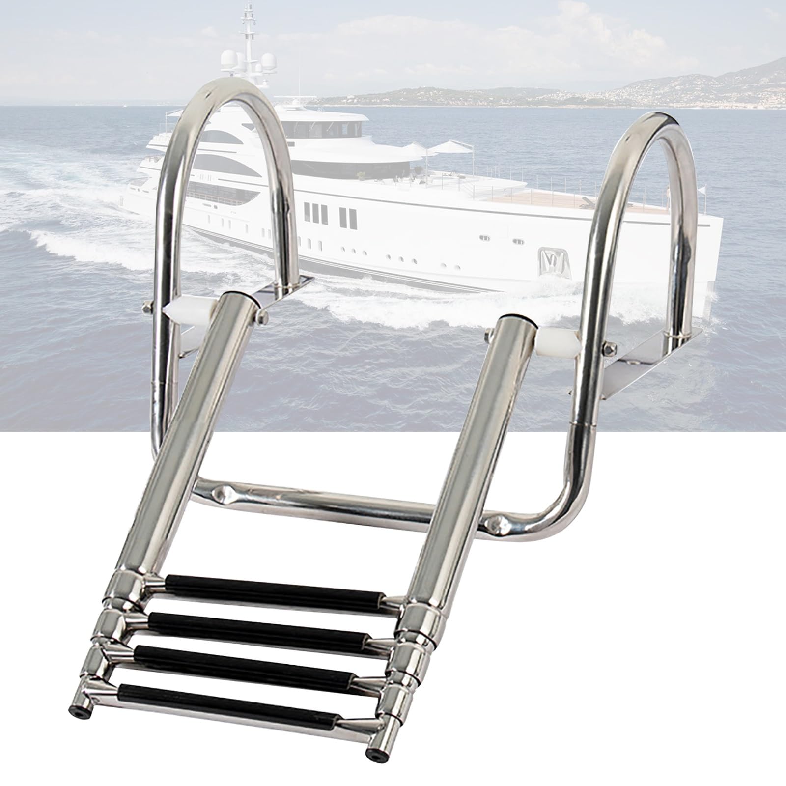 Scaletta 4 Gradini, Scaletta Per Barca Pieghevole Telescopica In Acciaio Inossidabile Con Ingresso Posteriore Scaletta Da Bagno Interna Personalizzata Per Carichi Pesanti, Scaletta Da Ponte