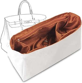 Organizer for Birkin 25,30,35,40,42,45,50, Lightweight Bag Insert, DupontPaper and Satin Silk Liner, 34 Interior ColorsBK 30, Brown