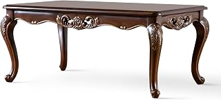 Furniture of America Adelaide 48-inch Traditional Rectangle Wood Coffee Table with Cabriole Legs, Home Decor for Living Room, Lounge Area, Office, Cherry