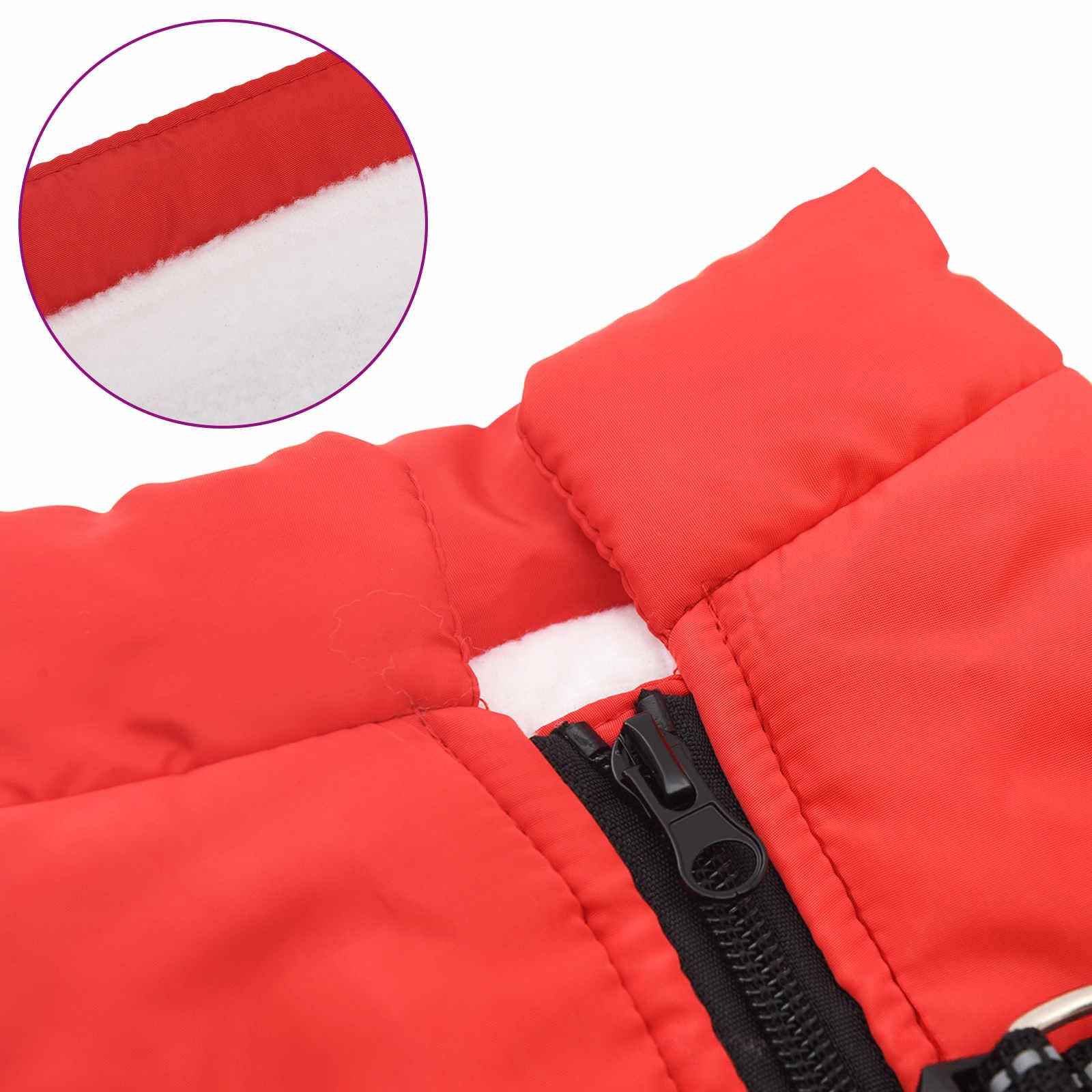Cappotto per cani rosso L28, impermeabile in pile e poliestere, con strisce riflettenti, regolabile per cani da 2 a 3 kg, antivento e caldo, per passeggiate all'aperto in autunno e inverno