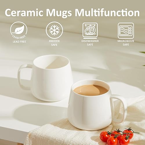 Miniatura 6 de Teocera Juego de 4 tazas de café de cerámica de 16 onzas, apilables, aptas para microondas, lavavajillas y horno, ideales para café, capuchino,