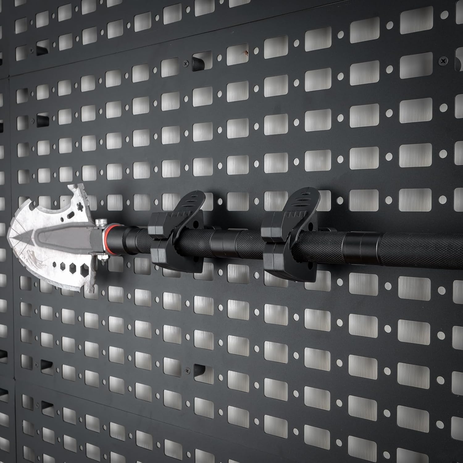 Quick Release Rubber Clamp for MOLLE Panel - MOLLE Accessories Adapter Mount for Shovel, Axe, and Tools, 2-Pack