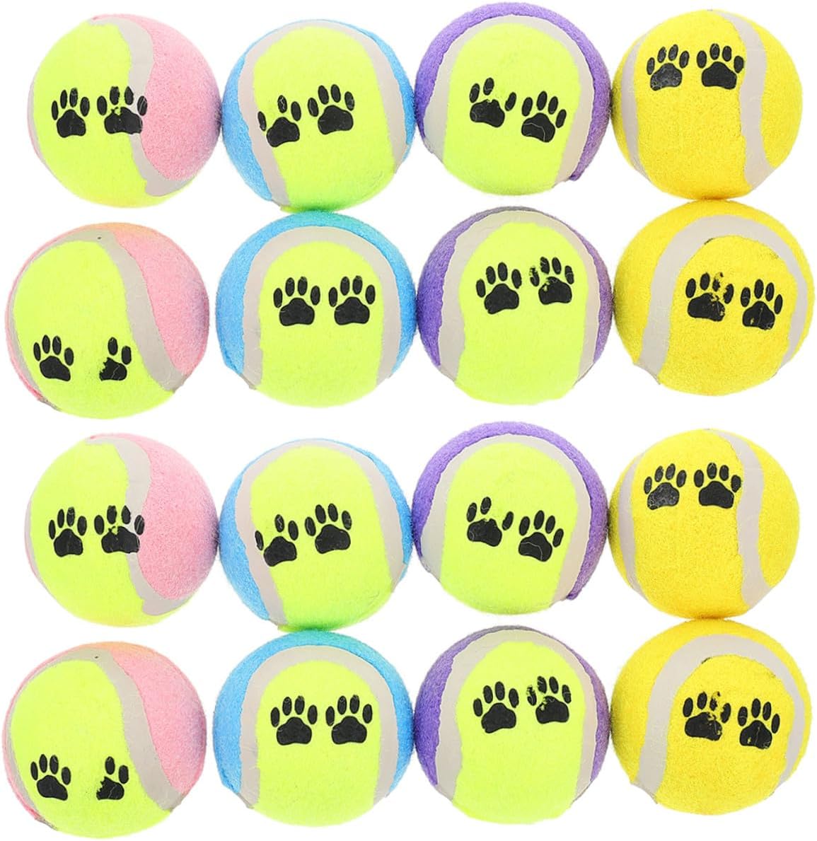 16pcs Dog Tennis Balls for Aggressive Chewers, Plush Pet Throwing Balls 7cm Diameter, Sturdy Training for Small Dogs, Interactive Exercise and Fetch Supplies Random Color