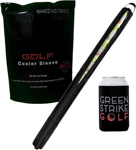 Super Large Golf Beer Sleeve for Golf Bag with 7 Reusable Cold Packs - XL-Size 9 Cans Golf Cooler Bag - Great Golf Gift - Golf Bag Beer Cooler