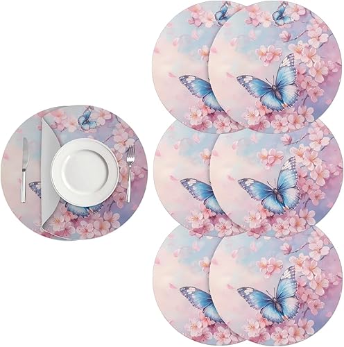 Miniatura 76 de Juego de 6 manteles individuales redondos resistentes al calor de mármol dorado de 15 pulgadas para decoración de mesa de comedor resistente al