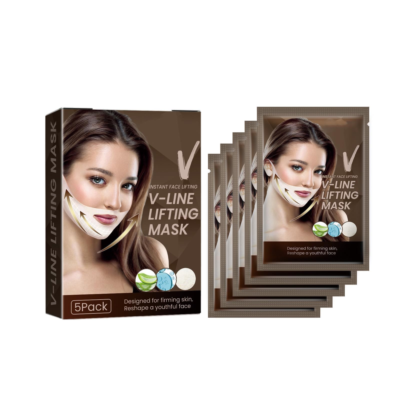 KASTWAVE V Line Lifting Mask, 5 Pcs Double Chin Mask, Comfortable Wear, Tightening Skin, Chin Up Sculpting, Fitting Chin & Jawline Contouring