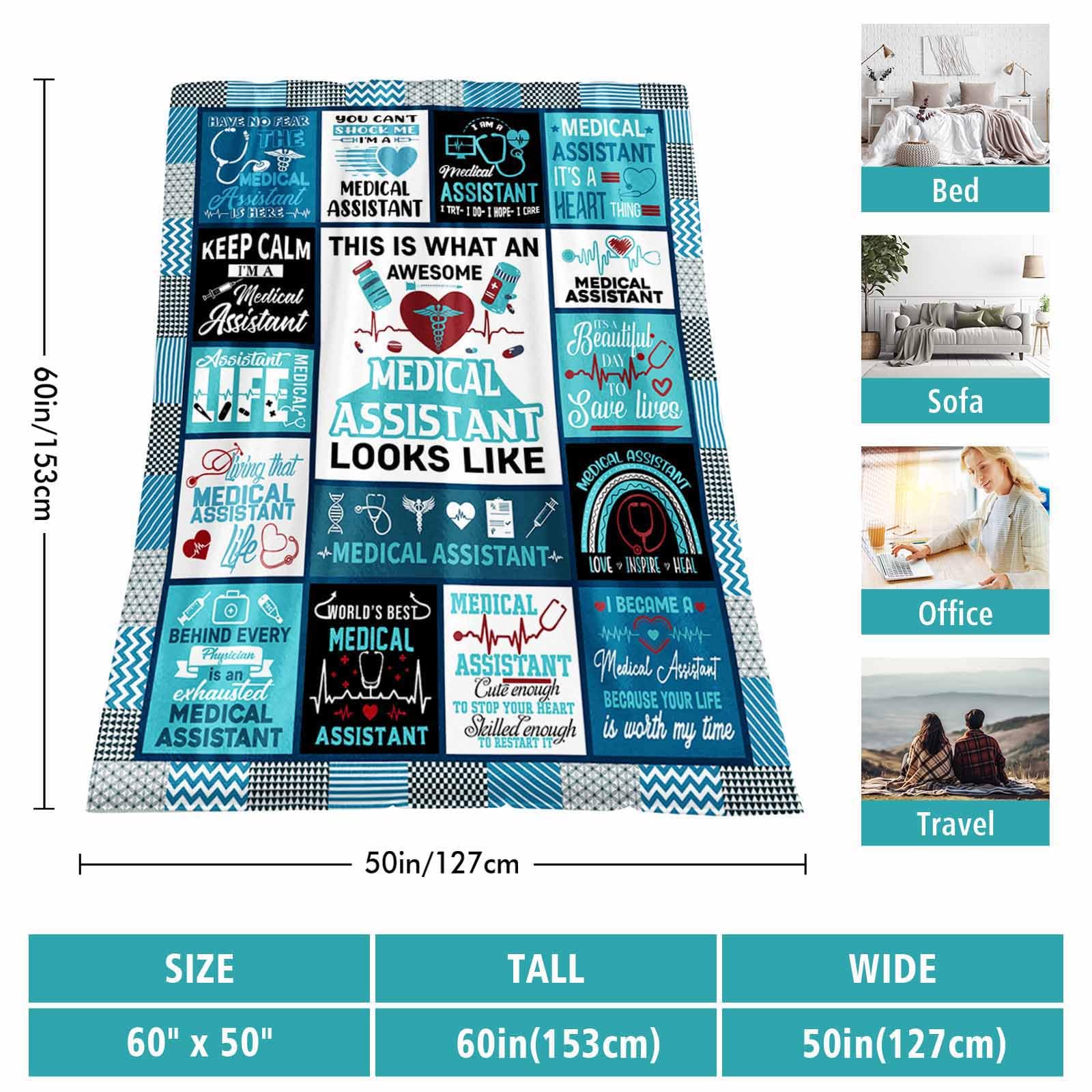 Medical Assistant Gifts for Women Men Bulk, Birthday Gifts for Medical Assistant, MA Gift Blanket 60" X 50", MA Week Appreciation Gift