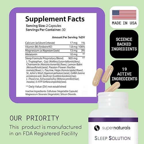 Miniatura 6 de Solución saludable para dormir, suplemento de sueño para adultos, magnesio y melatonina para dormir proporciona apoyo natural para el sueño,