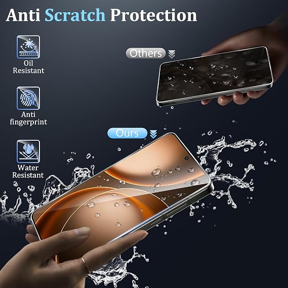 3+2 Pack for Oppo Find X9 Ultra Screen Protector with Camera Lens Protector, 9H Hardness, No Bubbles, Anti-Scratch, Support Fingerprint Unlock, Case Friendly