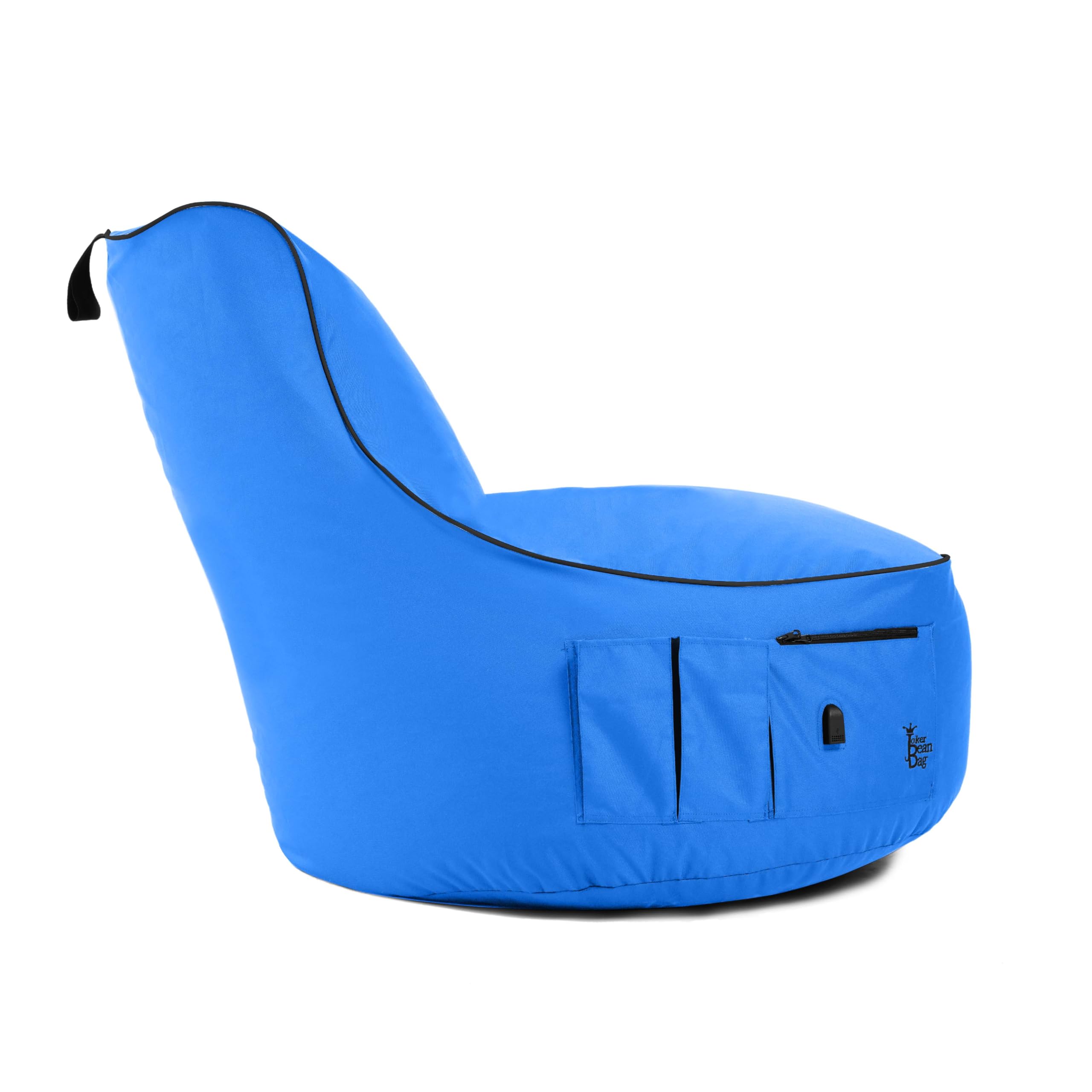 BuBiBag Gaming Sitzsack JokerBag mit Anschluss & Taschen, Halterung, Gamer Sessel für Kinder und Erwachsene, Beanbag Indoor Outdoor (Königsblau)