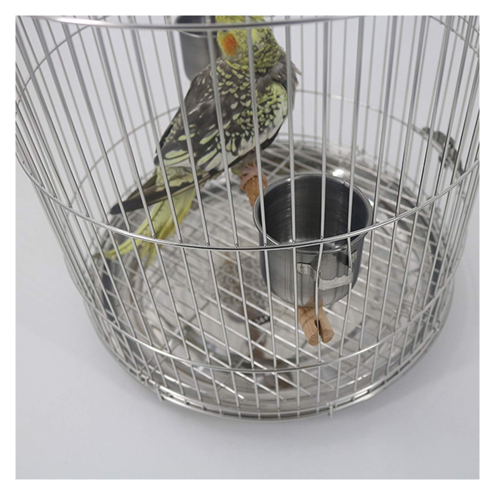 Gabbia per Uccelli e Pappagalli Classic Round Bird Cage Cage Acciaio Inossidabile Gabbia per Uccelli, Bird Home per Thrush/Peonia/Starling, Grande per Canarini, Cocorite e Uccelli Esotici
