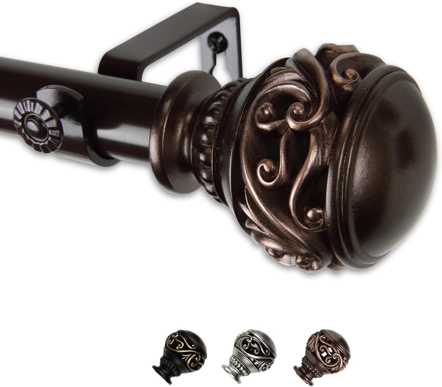 Medor 1" Single Curtain Rod 28-48 inch - Bronze